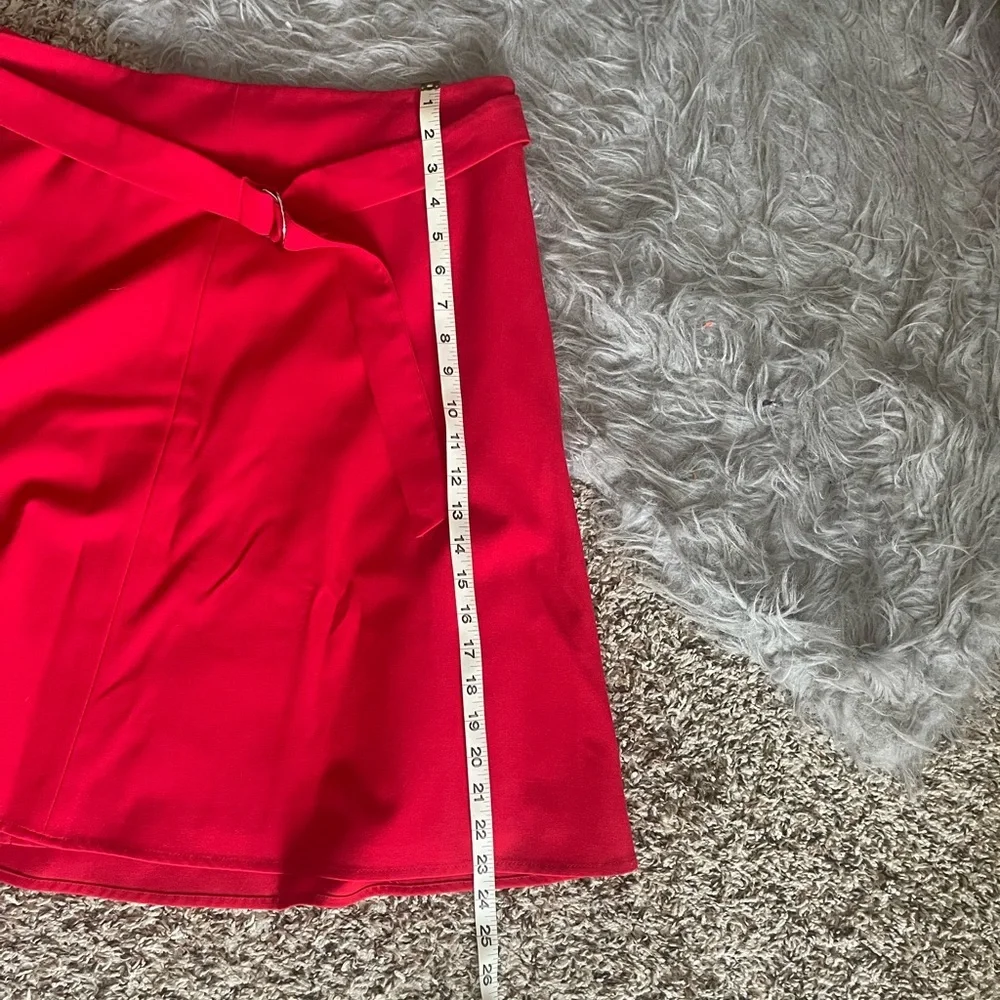 Nine West Bright Red A-Line Belted Skirt